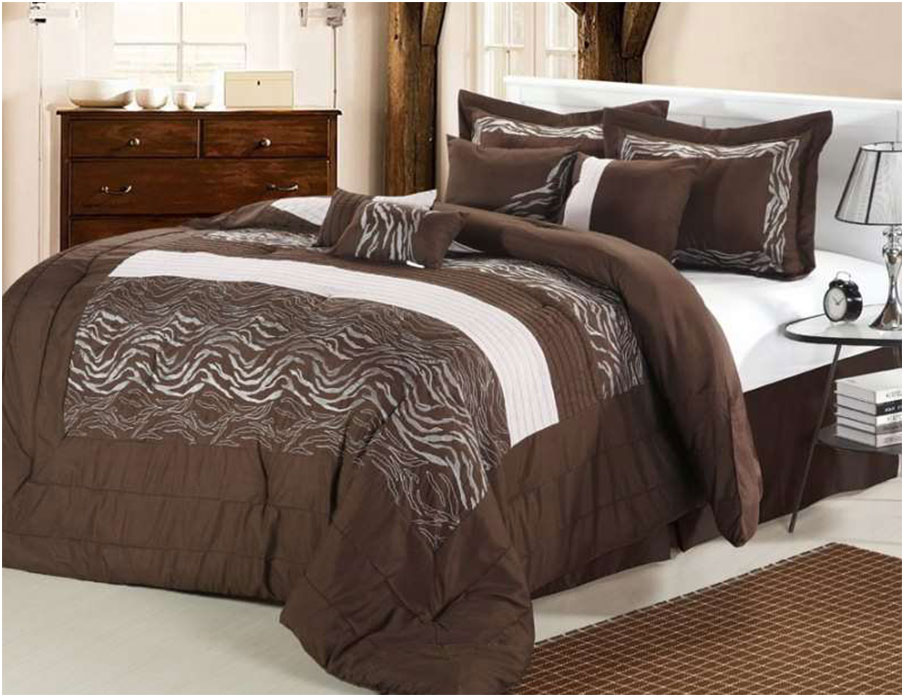 Luxury Brown and White Comforter Set