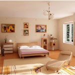 Comfortable Teen Bedroom Decor With Wooden Cabinet